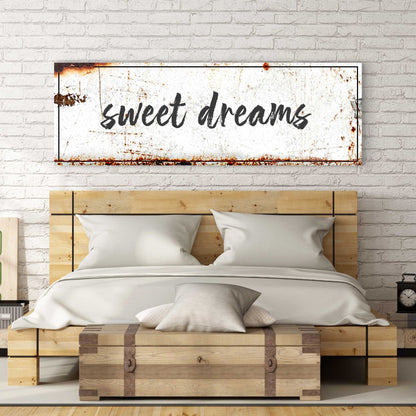 Sweet Dreams crafting canvas sign by Tailored Canvases, rustic white with black script on Tampa Home & Garden Store
