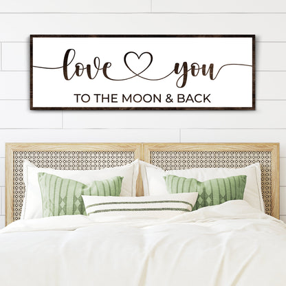 Canvas sign Love You To The Moon And Back Sign II by Tailored Canvases with dark wood frame on Tampa Home & Garden Store