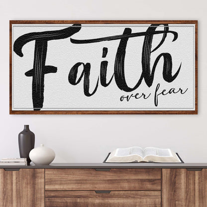Faith Over Fear Faith Sign II canvas framed in wood by Tailored Canvases crafting canvas on Tampa Home & Garden Store