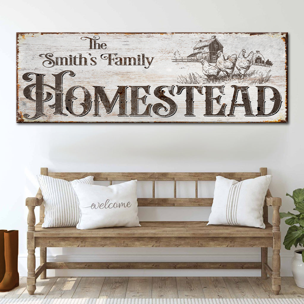 Family Homestead Sign II canvas by Tailored Canvases featuring rustic farmhouse sign on Tampa Home & Garden Store