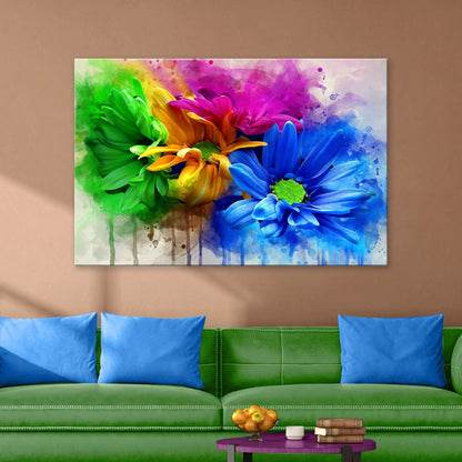 Watercolor Daisies Canvas Wall Art by Tailored Canvases crafting canvas in rainbow hues on Tampa Home & Garden Store
