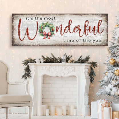 it's the most Wonderful Time of Year Christmas Sign IV canvas Tailored Canvases rustic wreath on Tampa Home & Garden Store