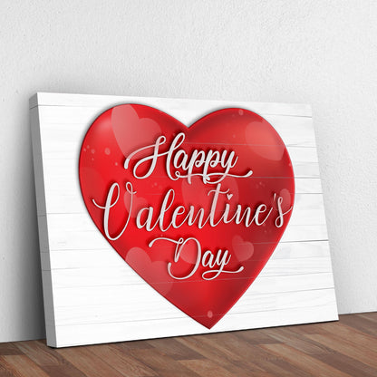 Valentines Day Sign IX canvas by Tailored Canvases with red heart on white wood backdrop on Tampa Home & Garden Store