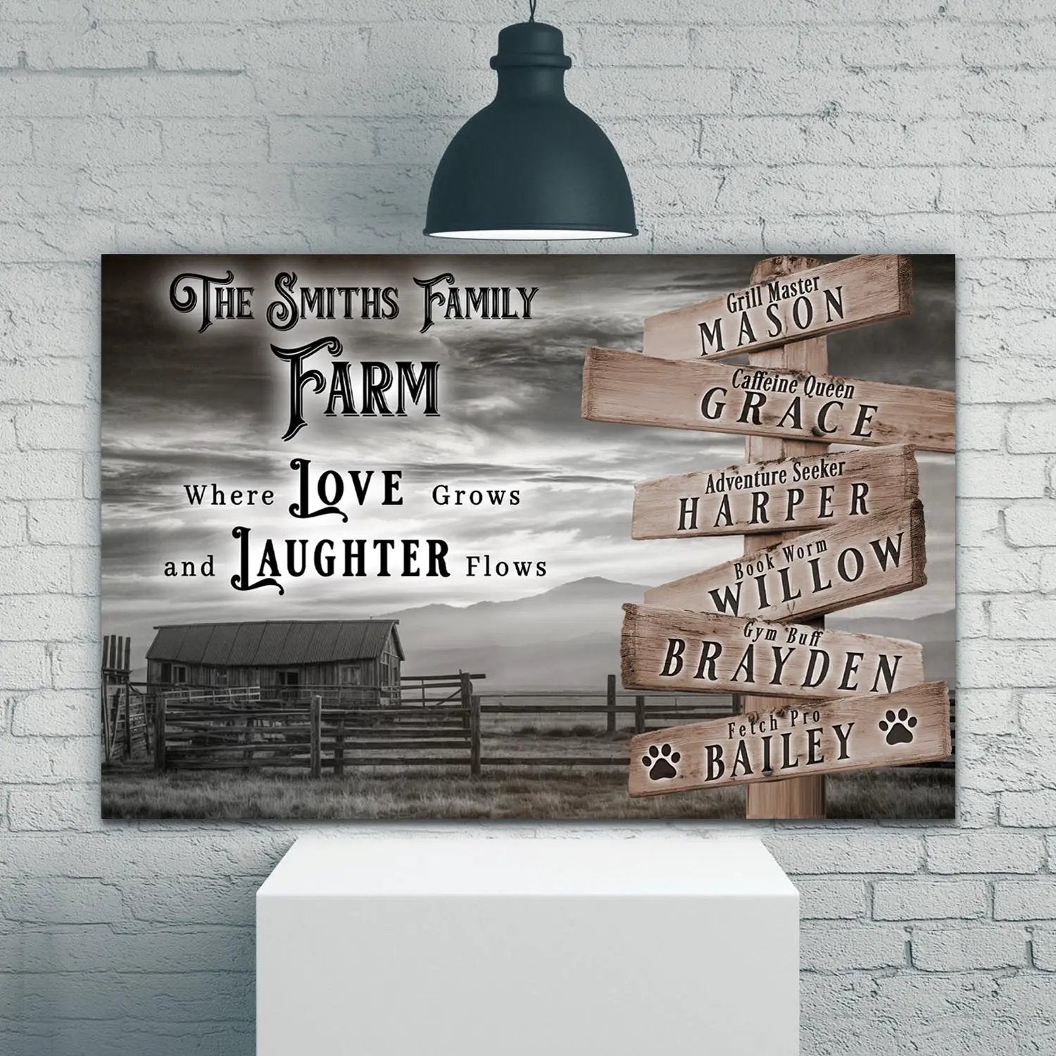 Canvas art Family Farm Names Sign with rustic wood planks Tailored Canvases on Tampa Home & Garden Store