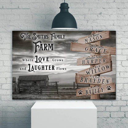 Canvas art Family Farm Names Sign with rustic wood planks Tailored Canvases on Tampa Home & Garden Store