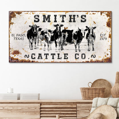 Personalized Cattle Sign II canvas by Tailored Canvases with a herd of cows on Tampa Home & Garden Store