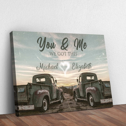Canvas sign with vintage truck scene, Michael & Elizabeth, You & Me We Got This, Tailored Canvases on Tampa Home & Garden Store