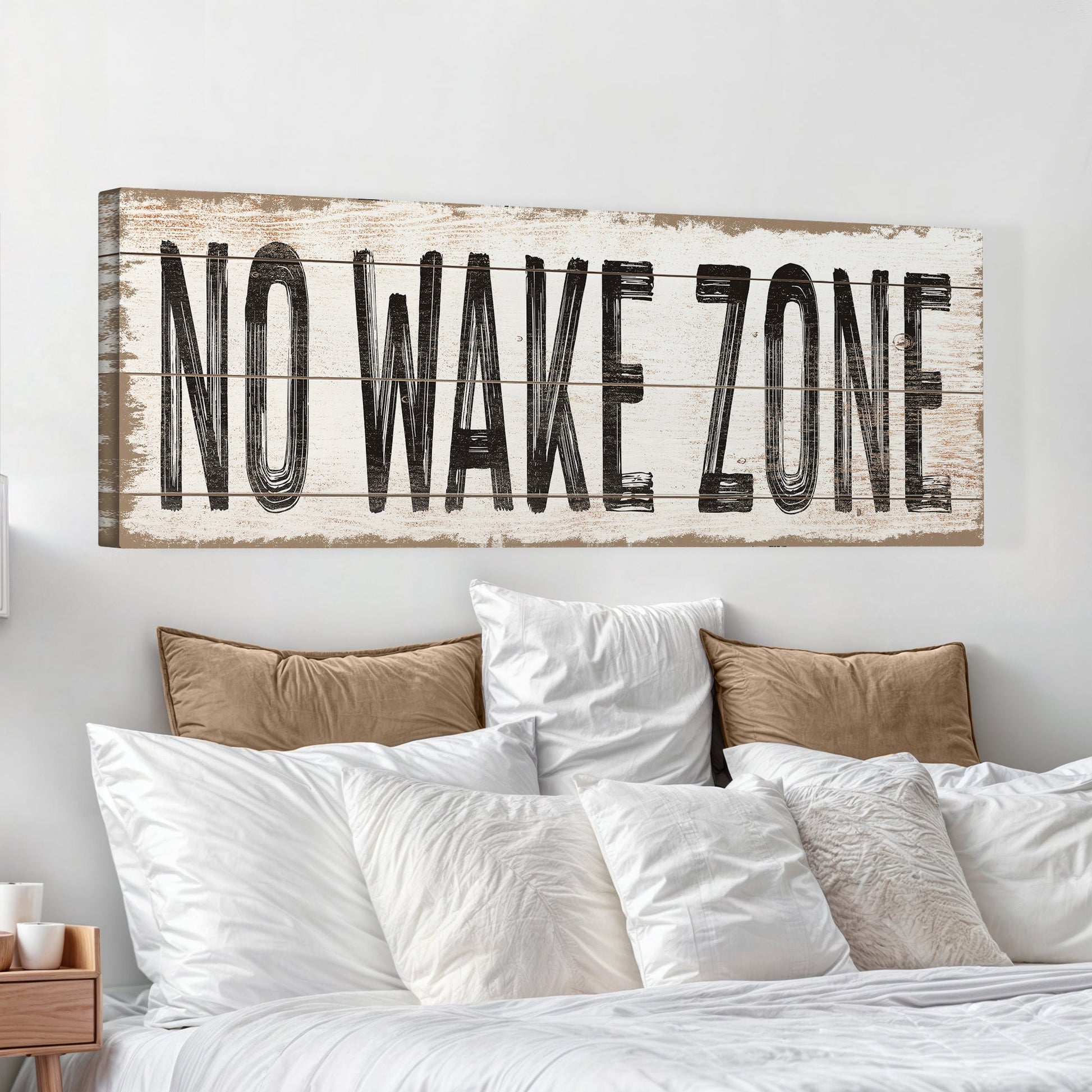 No Wake Zone XVII canvas wall art by Tailored Canvases with distressed wood look on Tampa Home & Garden Store