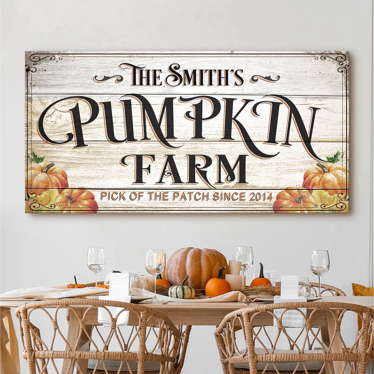 Pick Of The Patch Pumpkin Farm Sign canvas by Tailored Canvases with rustic pumpkins on Tampa Home & Garden Store