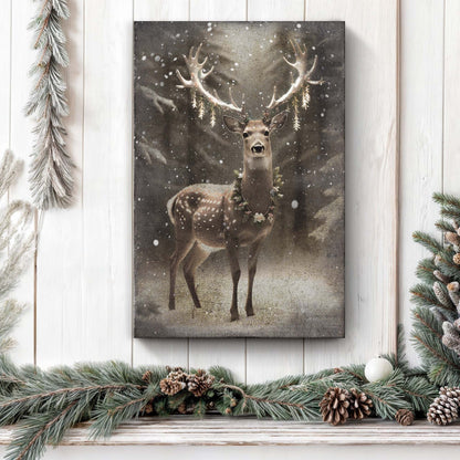 Vintage Winter Deer Christmas Wall Art canvas by Tailored Canvases, brown crafting canvas on Tampa Home & Garden Store