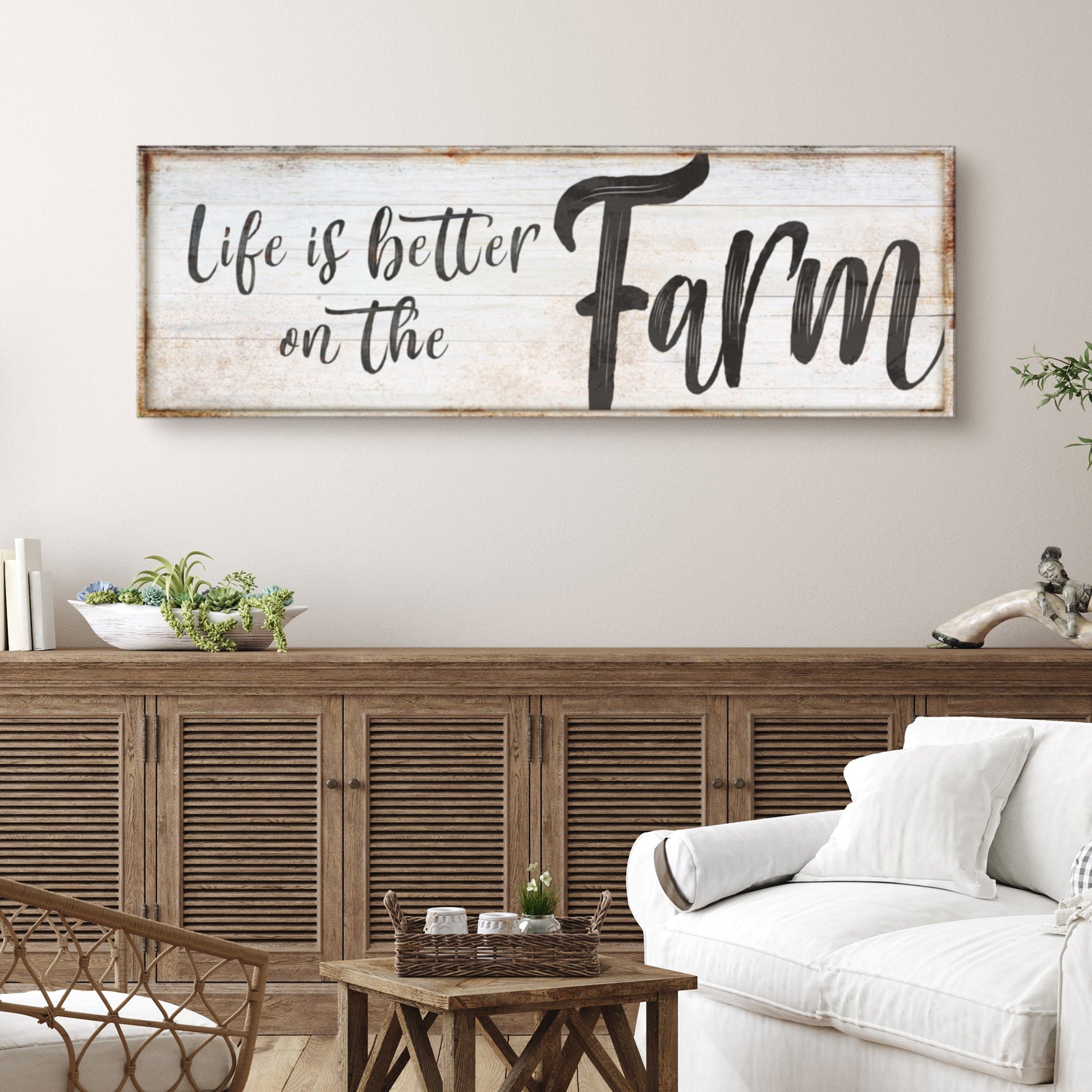 Life Is Better On The Farm Sign VIII canvas rustic wood panel Tailored Canvases on Tampa Home & Garden Store