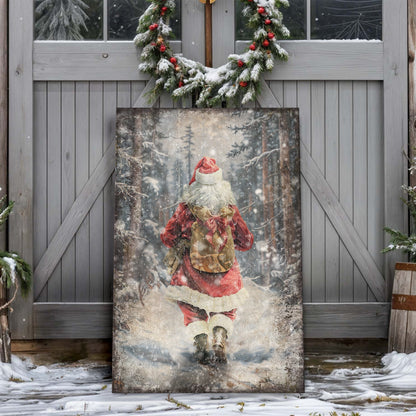 Vintage Santa Claus in Winter Forest Christmas Wall Art II canvas by Tailored Canvases on Tampa Home & Garden Store