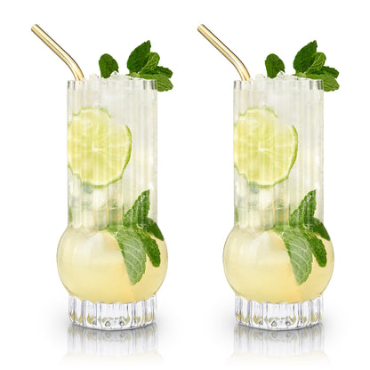 Art Deco and the Clear Crystal Highball Set of 2