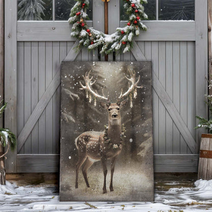 Vintage Winter Deer Christmas Wall Art canvas by Tailored Canvases grayscale deer on Tampa Home & Garden Store