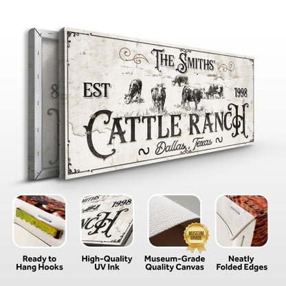 Branded Cattle Ranch Sign III canvas by Tailored Canvases with vintage distressed cattle print on Tampa Home & Garden Store