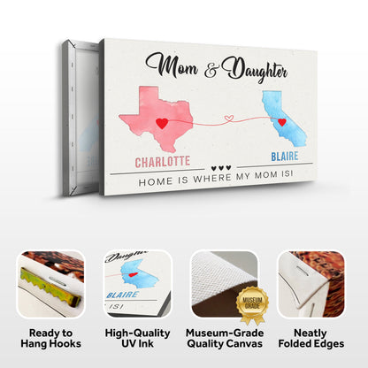 Mother's Day Sign Canvas by Tailored Canvases featuring Home Is Where My Heart Is text on Tampa Home & Garden Store