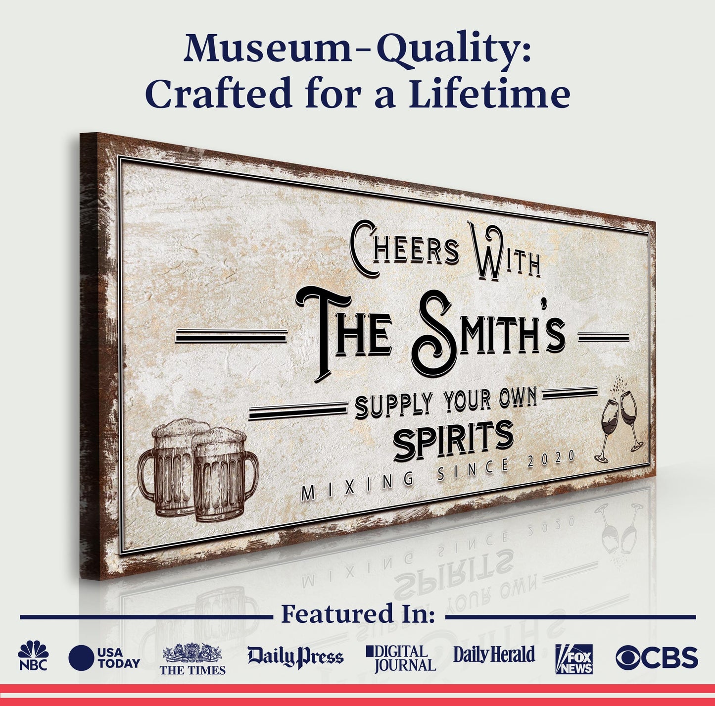 Supply Your Own Spirits Bar Sign canvas by Tailored Canvases, rustic vintage typography on Tampa Home & Garden Store