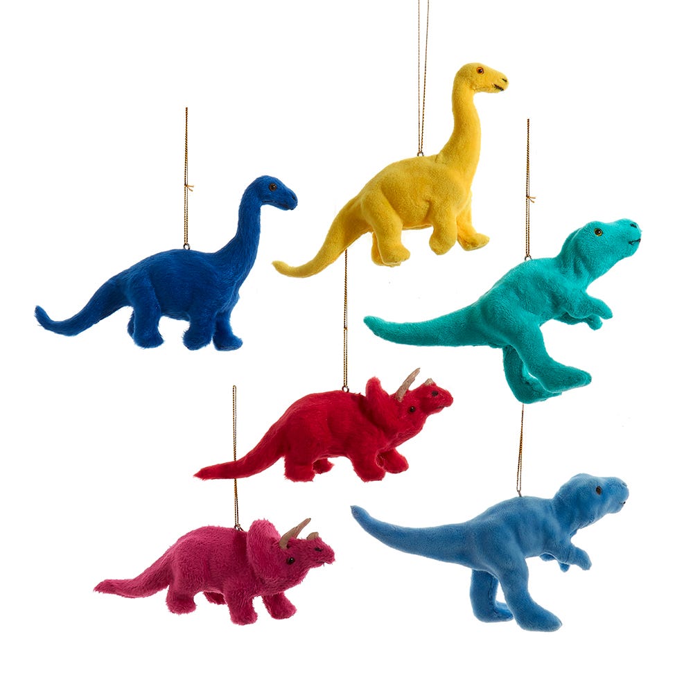 Ornement dinosaure duveteux et coloré -