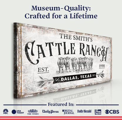Branded Cattle Ranch Sign VI canvas by Tailored Canvases with vintage cow herd design on Tampa Home & Garden Store