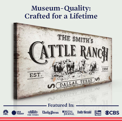 Canvas sign Branded Cattle Ranch by Tailored Canvases, rustic vintage farm decor on Tampa Home & Garden Store