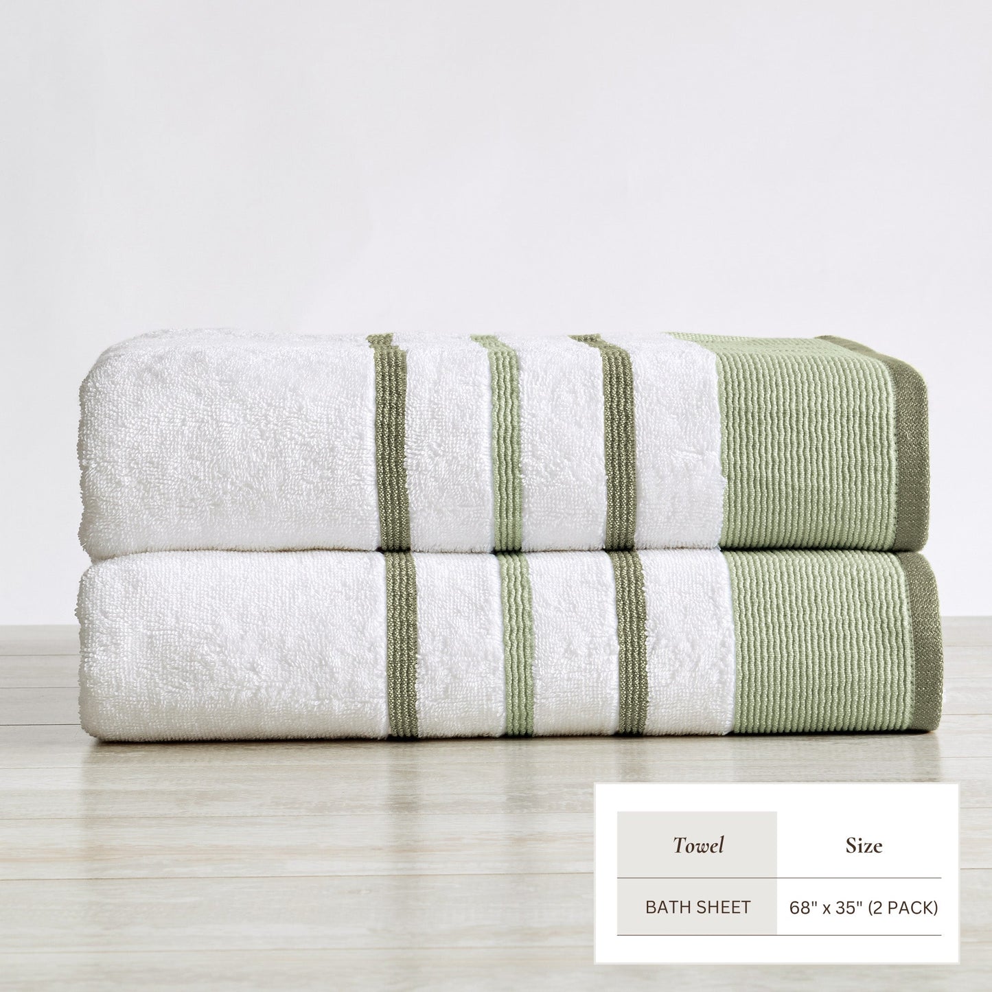 Soft Cotton Bath Towel Set and Stripe Detail