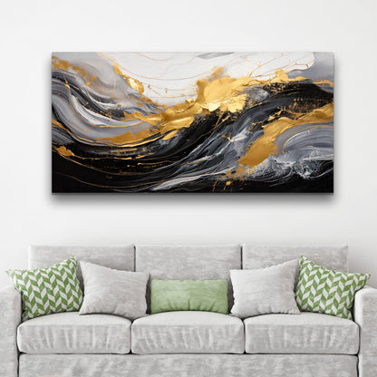 Modern Abstract Shadows Canvas by Tailored Canvases with gold, gray, black swirls on Tampa Home & Garden Store