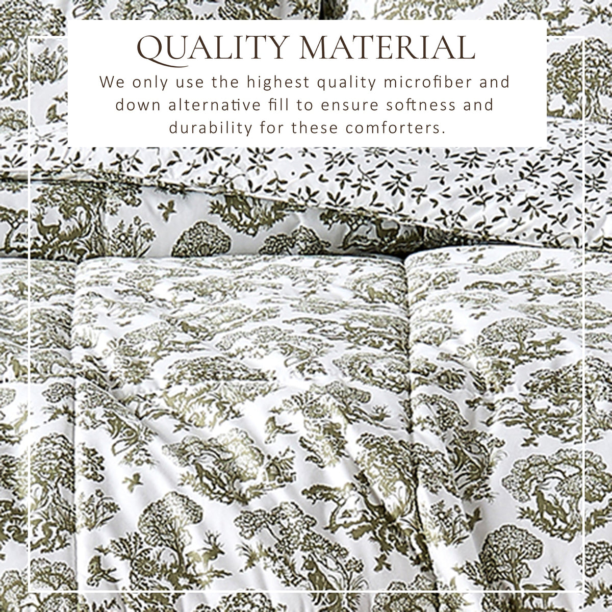 Reversible Christmas comforter and sham set in olive botanical print by Great Bay Home Odette on Tampa Home & Garden Store