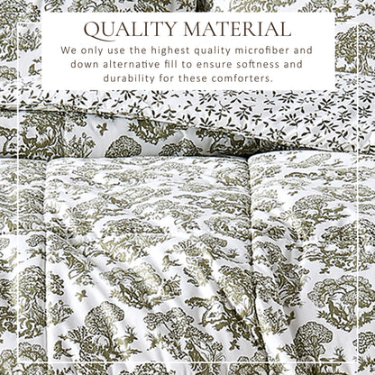 Reversible Christmas comforter and sham set in olive botanical print by Great Bay Home Odette on Tampa Home & Garden Store