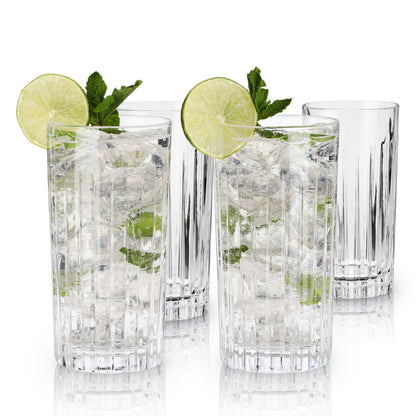Premium Italian Crystal Highball Glasses Set of 4