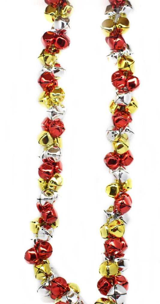 70 Inch Metal Jingle Bell Garland - Red/Gold/Silver - Tampa Home & Garden Store