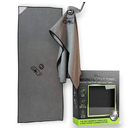 Magna-Anchor Magnetic Golf Towel 40 in gray textured microfiber Aiming Fluid Golf on Tampa Home & Garden Store