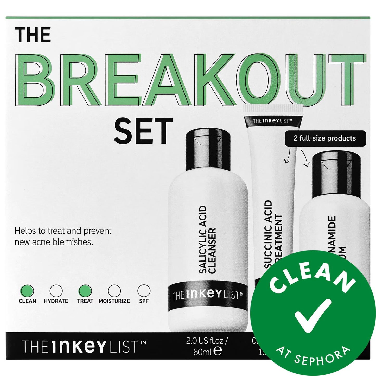 Breakout Set acne serums; two INKEY List serums with salicylic/succinic acids and niacinamide; on Tampa Home & Garden Store
