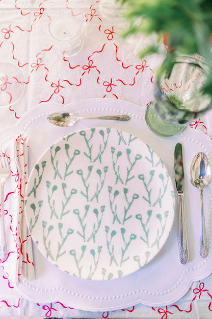 Climbing Jasmine china plates teal pattern, 2 plates, Erin Donahue Tice on Tampa Home & Garden Store