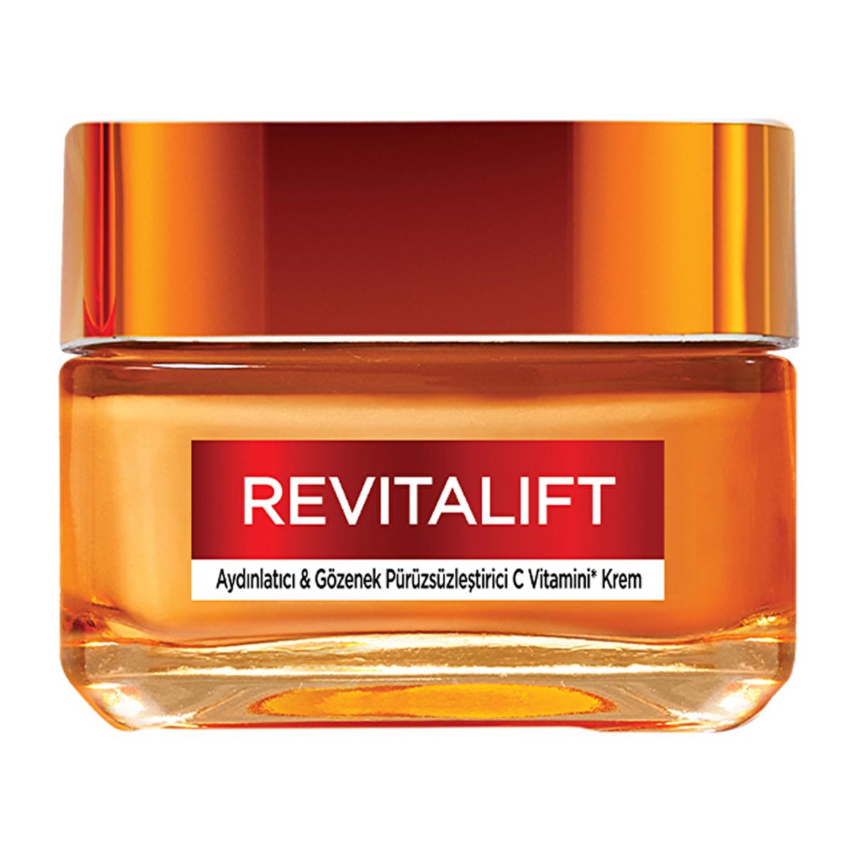 Revitalift face cream jar, orange glass bottle with red Revitalift label on Tampa Home & Garden Store