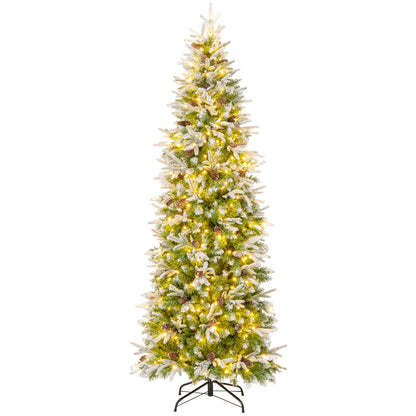 6/7.5/9 Feet Pre-Lit Artificial Christmas Tree Snow Flocked Hinged-9 FT
