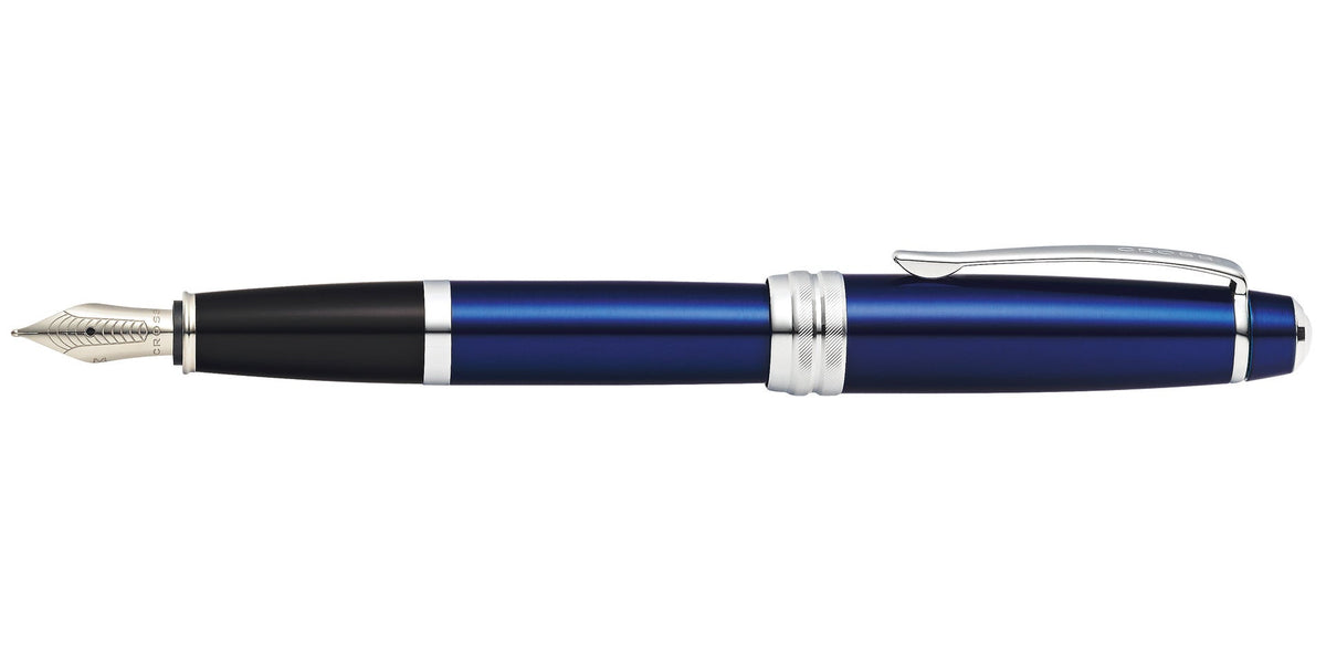 Bailey blue lacquer stainless steel fountain pen with medium nib by A.T. Cross on Tampa Home & Garden Store