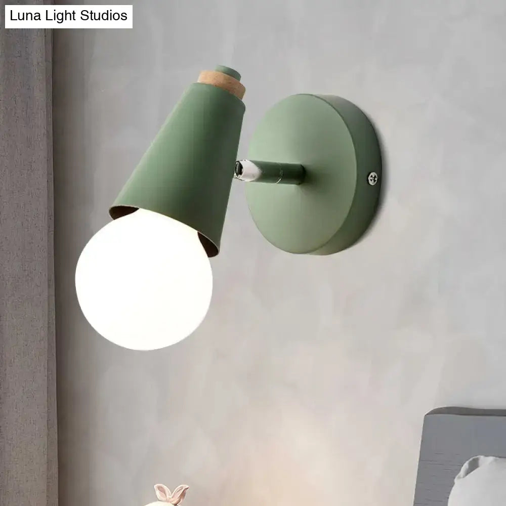 Pink Cone Wall Sconce by Decorbites with green metal shade and round backplate on Tampa Home & Garden Store