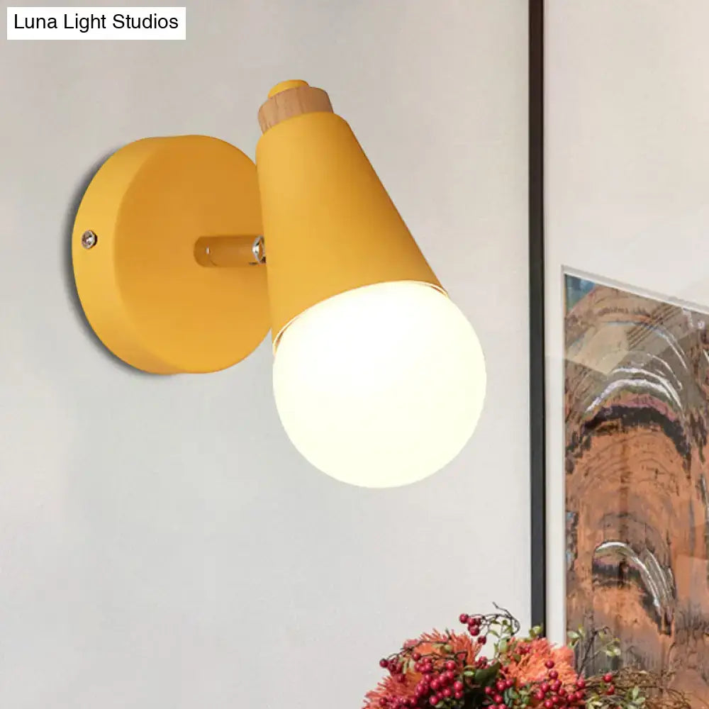 Pink Cone Wall Sconce by Decorbites, cone wall light with white globe bulb on Tampa Home & Garden Store