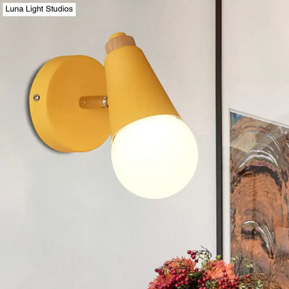 Pink Cone Wall Sconce by Decorbites, cone wall light with white globe bulb on Tampa Home & Garden Store