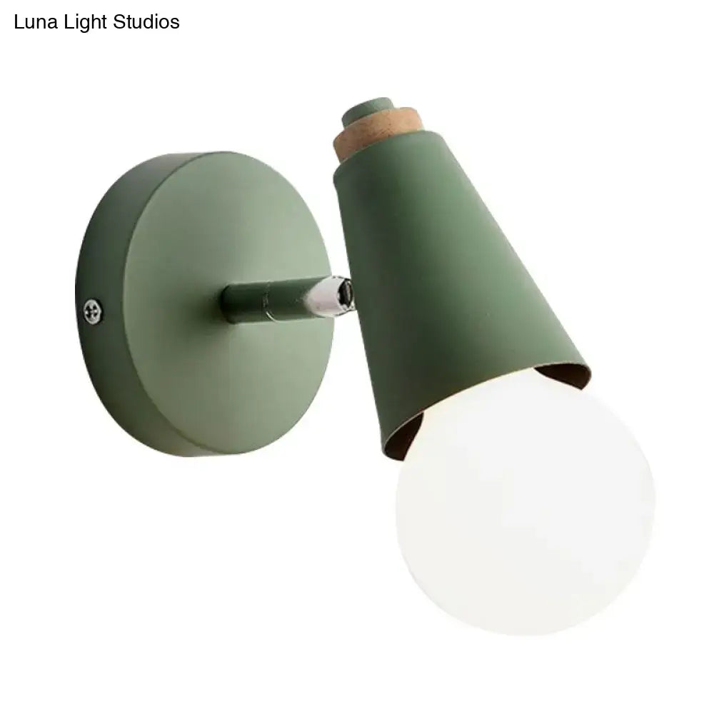 Pink Cone Wall Sconce with green metal shade and white bulb Decorbites on Tampa Home & Garden Store