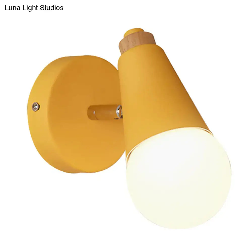 Pink Cone Wall Sconce by Decorbites with yellow shade on wall mount on Tampa Home & Garden Store
