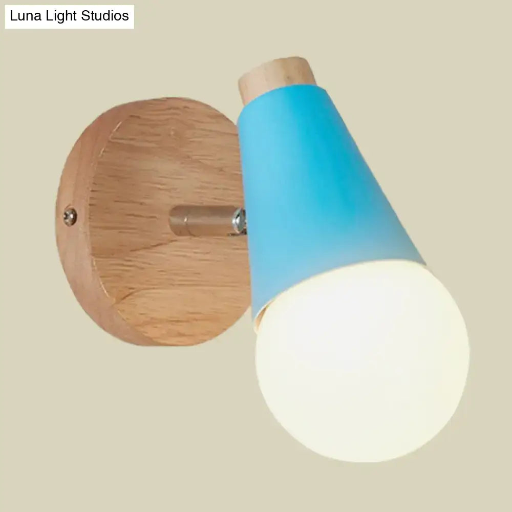 Pink cone wall sconce by Decorbites with wood round mount on Tampa Home & Garden Store