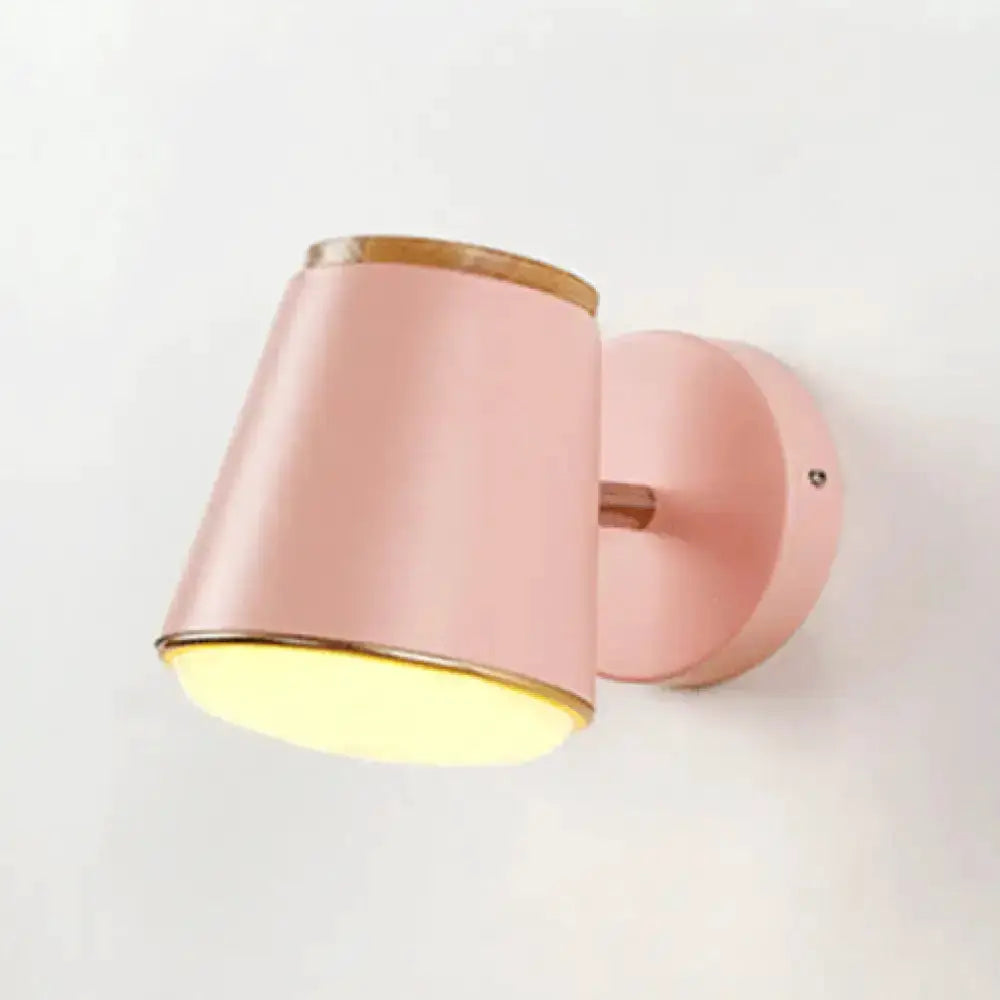 Macaron Pink and Gold Fabric Wall Lamp Sconce