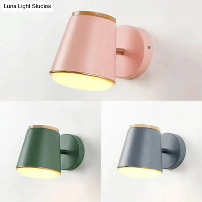 Macaron Pink and Gold Fabric Wall Lamp Sconce