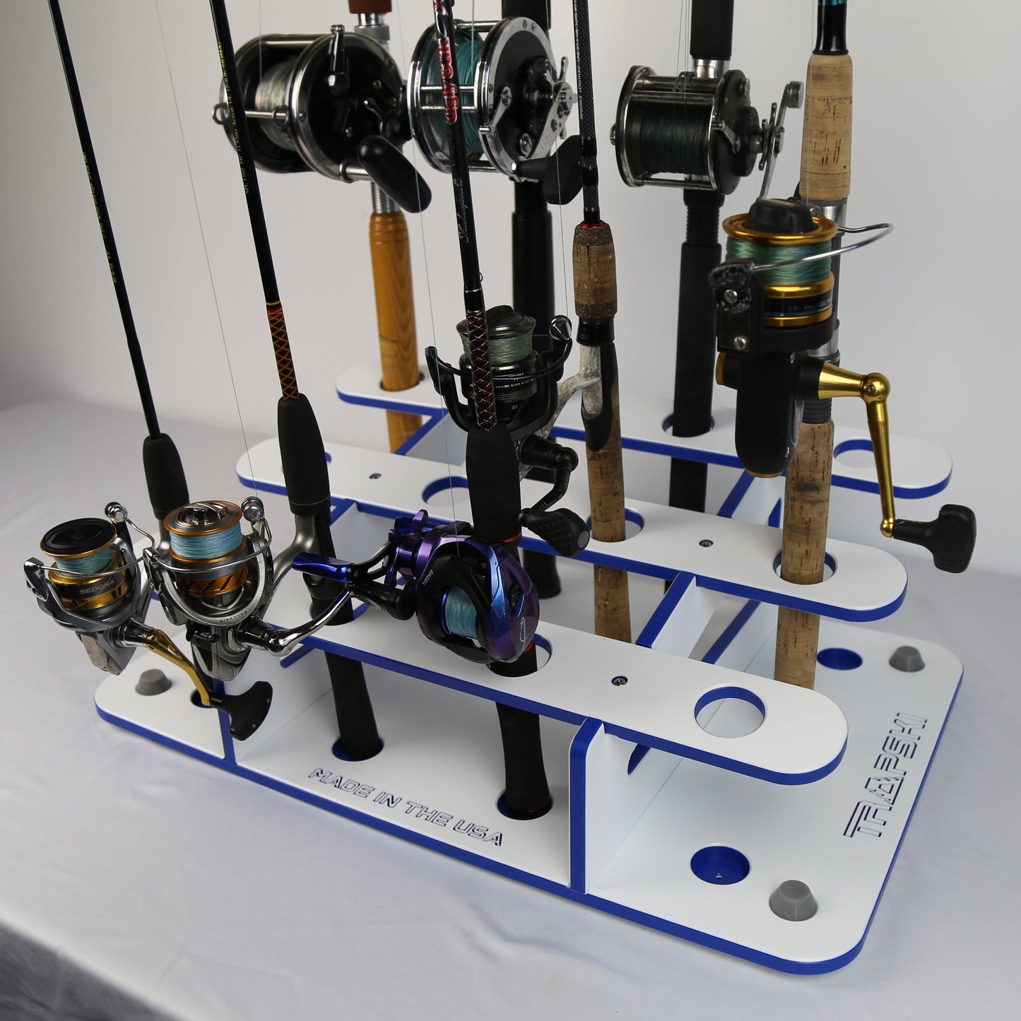 on Floor Fishing Rod Storage 12 Fishing Rod Stand | Garage, Dock, Boat