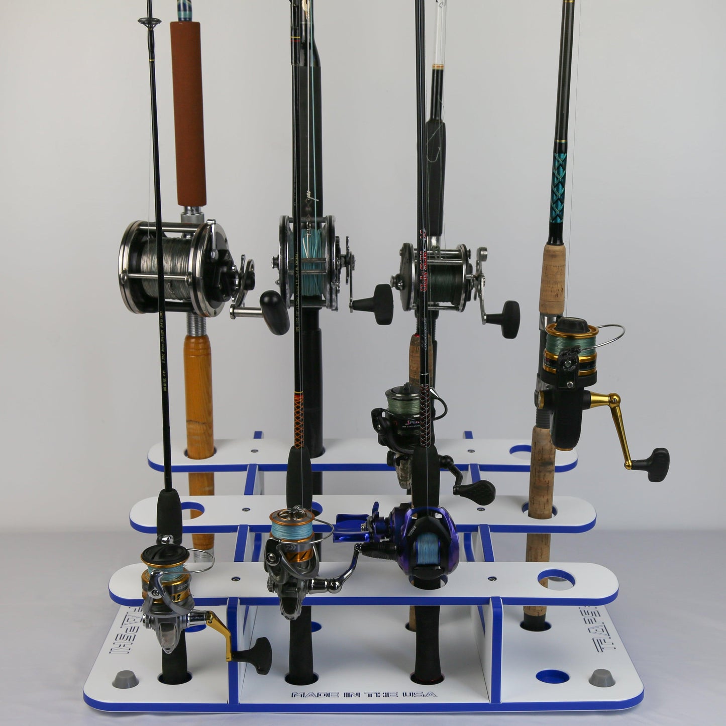 on Floor Fishing Rod Storage 12 Fishing Rod Stand | Garage, Dock, Boat