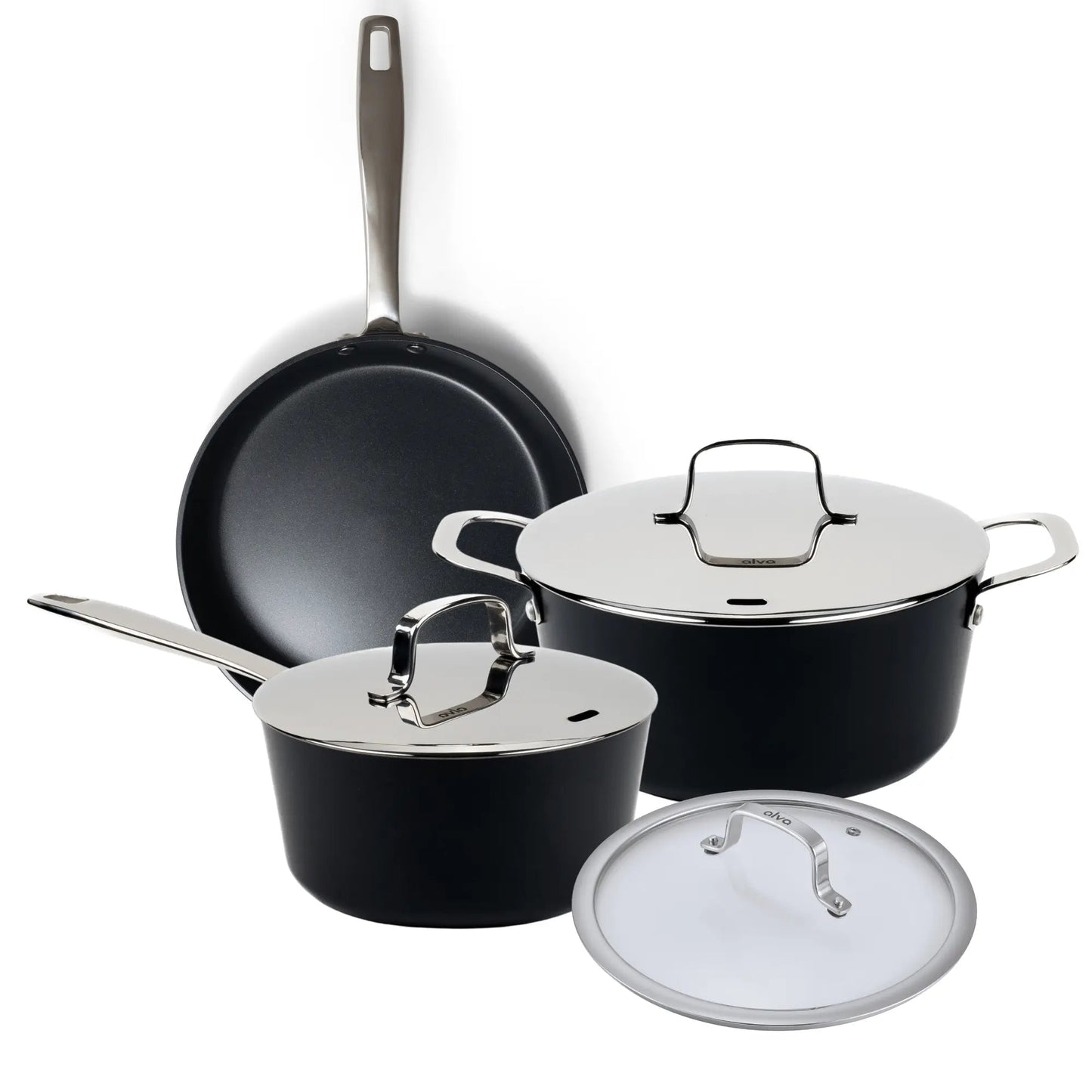 Ceramic nonstick cookware set with multiple pots and lids, Alva Cookware on Tampa Home & Garden Store