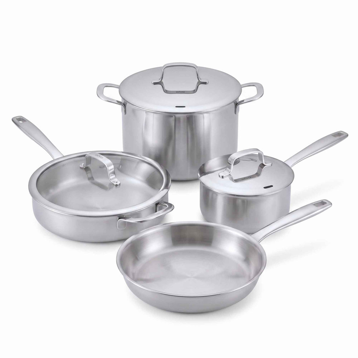 Alva 7-piece 5-ply stainless steel cookware set with lids on Tampa Home & Garden Store