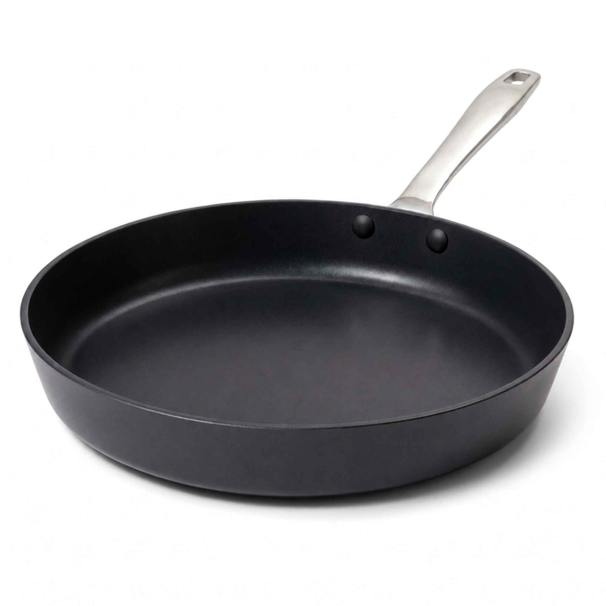 Ceramic Nonstick Frying Pan by Alva Cookware with black interior and stainless steel handle on Tampa Home & Garden Store