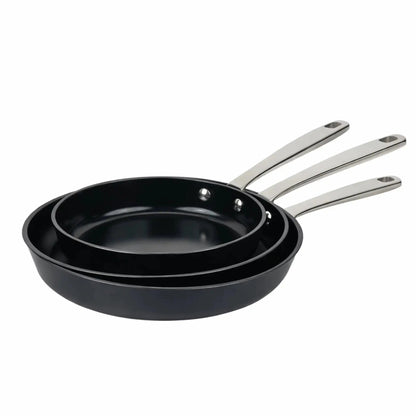 Alva Cookware ceramic nonstick frying pan with black exterior and stainless steel handle on Tampa Home & Garden Store